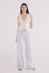 Springfield Jeans wide leg rayas algod&oacute;n marr&oacute;n