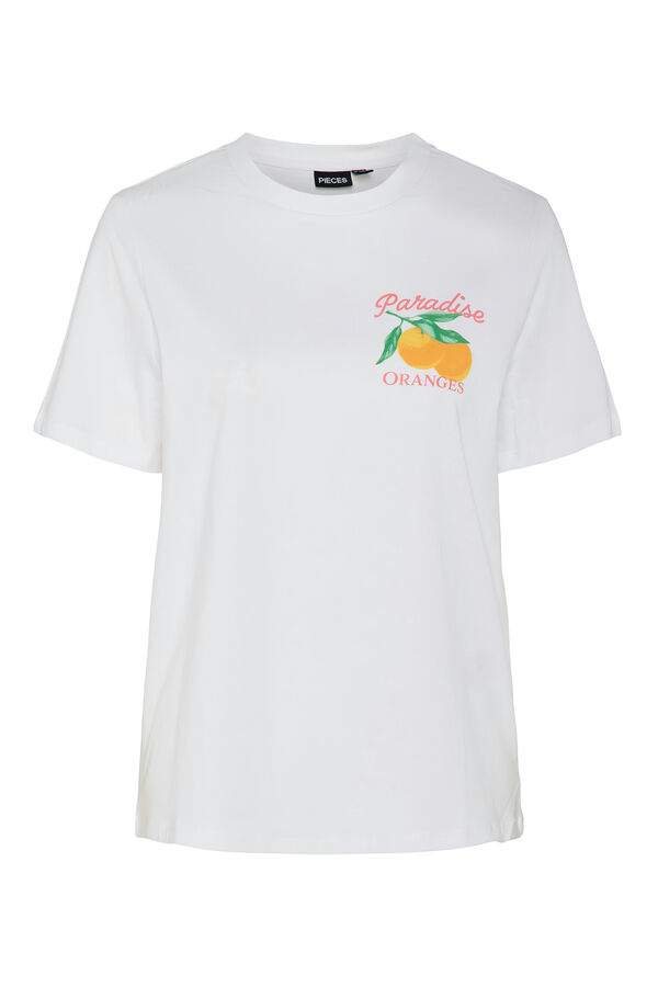 Pieces Camiseta b&aacute;sica con print blanco