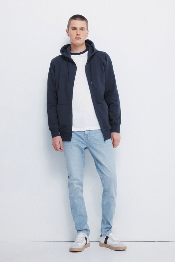 Springfield Sudadera capucha cremallera azul