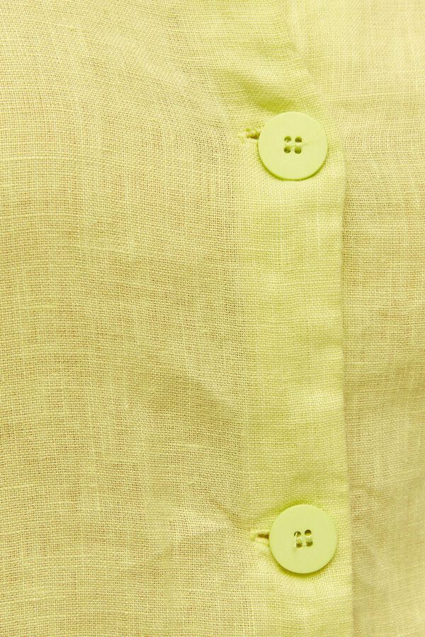 Systemaction Chaleco lino cuello camisero amarillo