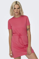 JDY Vestido corto cuello redondo coral
