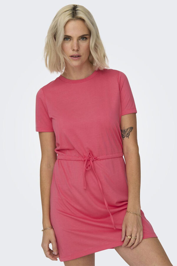 JDY Vestido corto cuello redondo coral