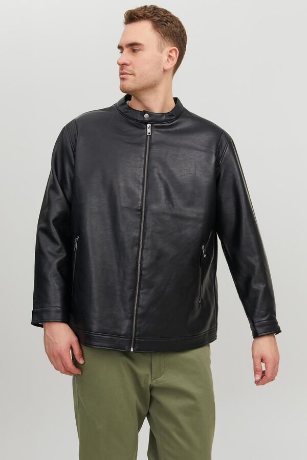 Jack & Jones PLUS Casaco biker efeito pele PLUS preto