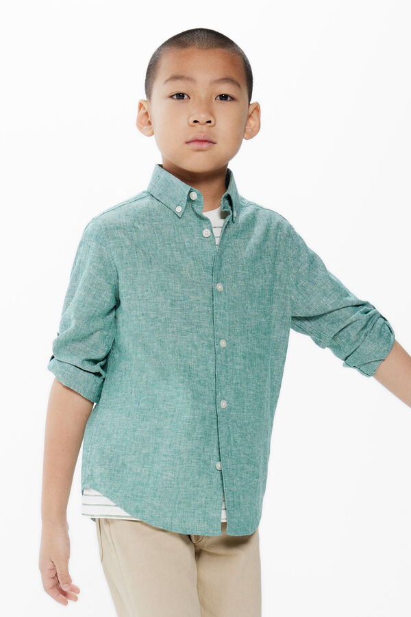 Springfield Kids Camisa lino niño verde