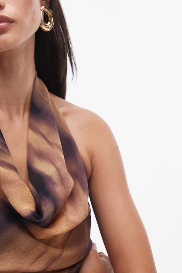 Topshop Top halter neck marr&oacute;n