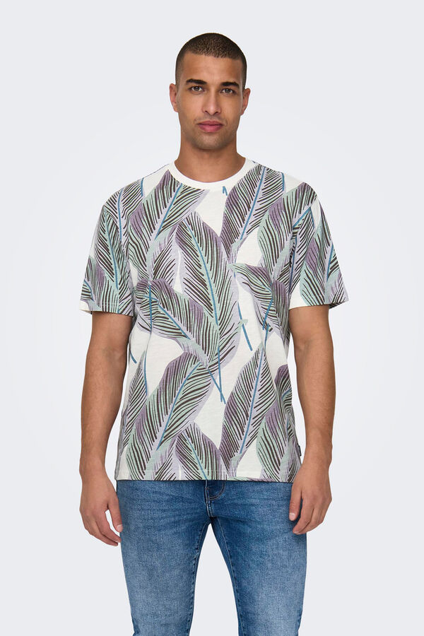 Only & Sons Camisola com estampado de folhas branco