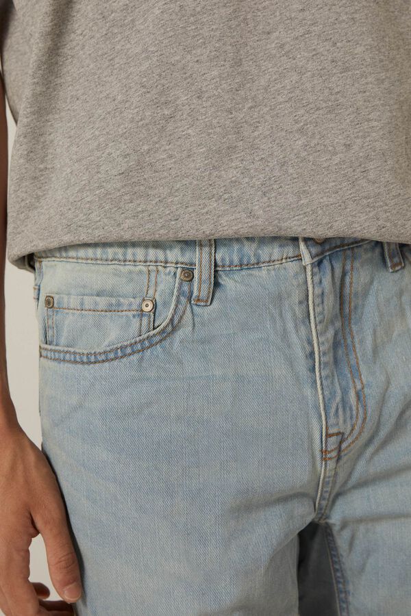 Springfield Bermuda jeans básica lavagem média-clara azul royal