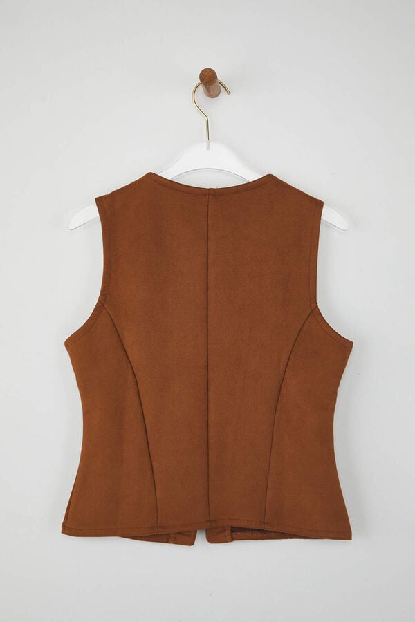 Trendyol Top efeito camur&ccedil;a abotoado cru