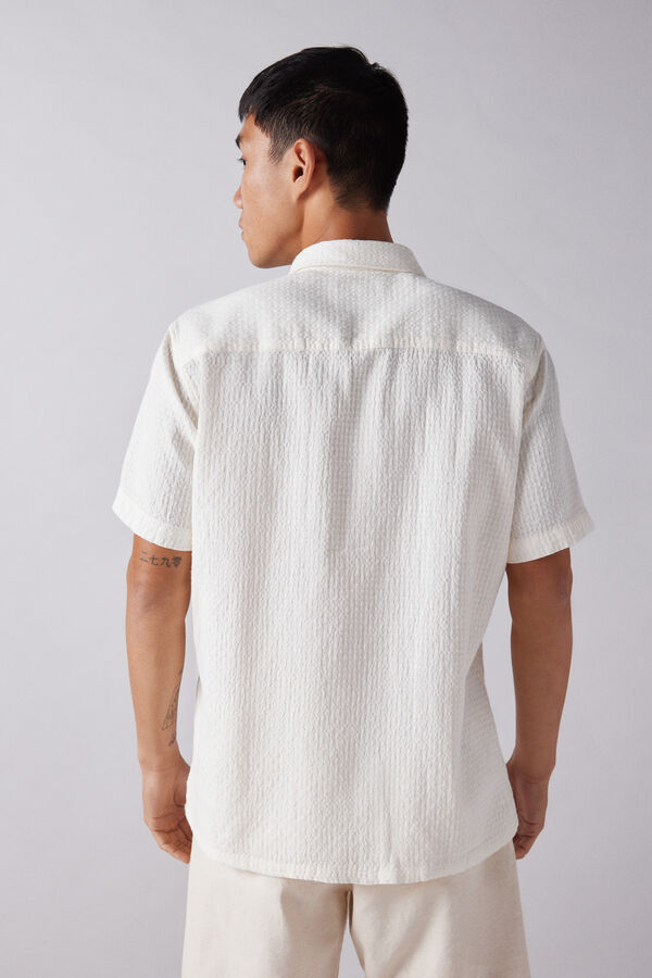 Springfield Camisa manga curta jacquard branco