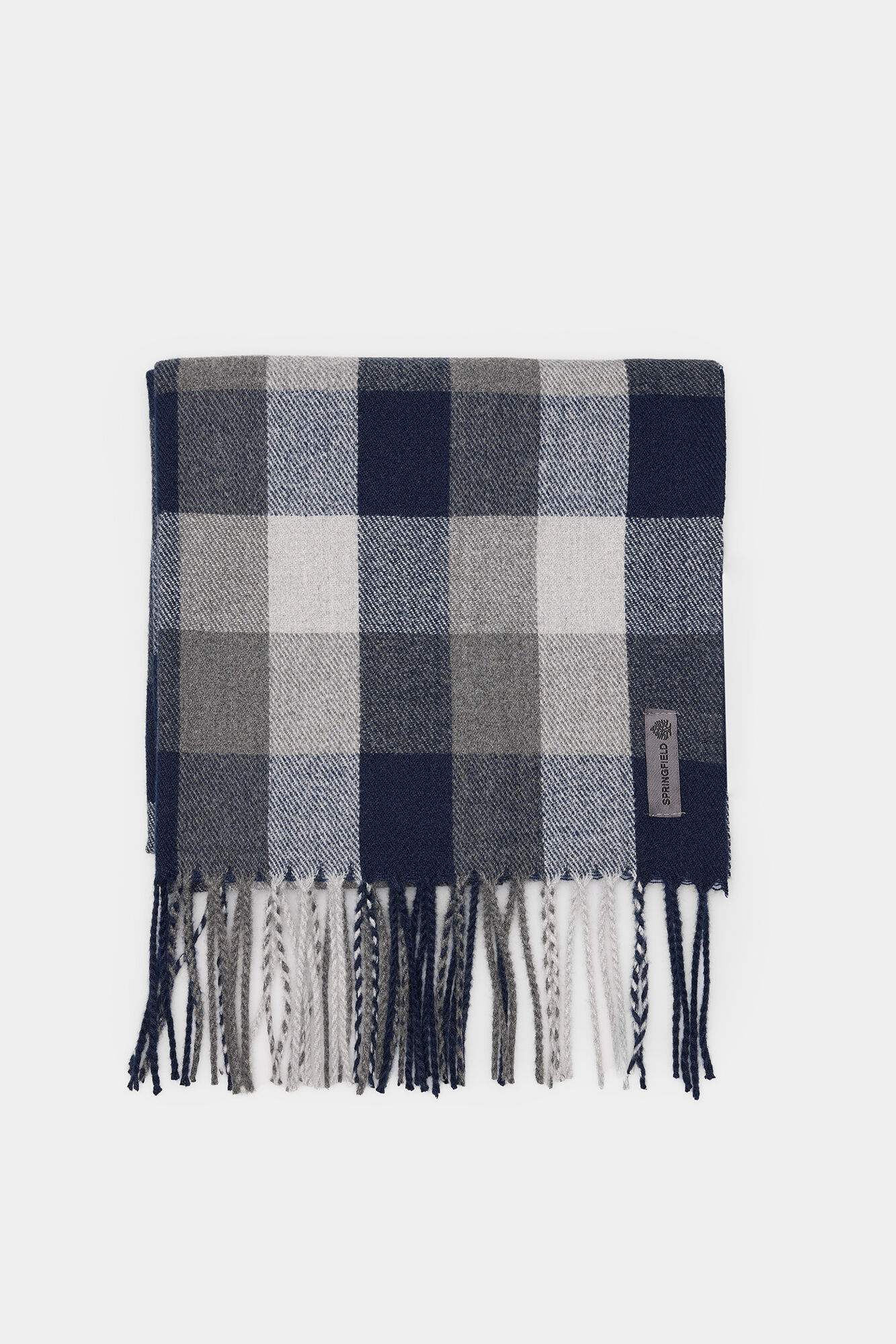 Springfield Cachecol maxi xadrez cinza e azul