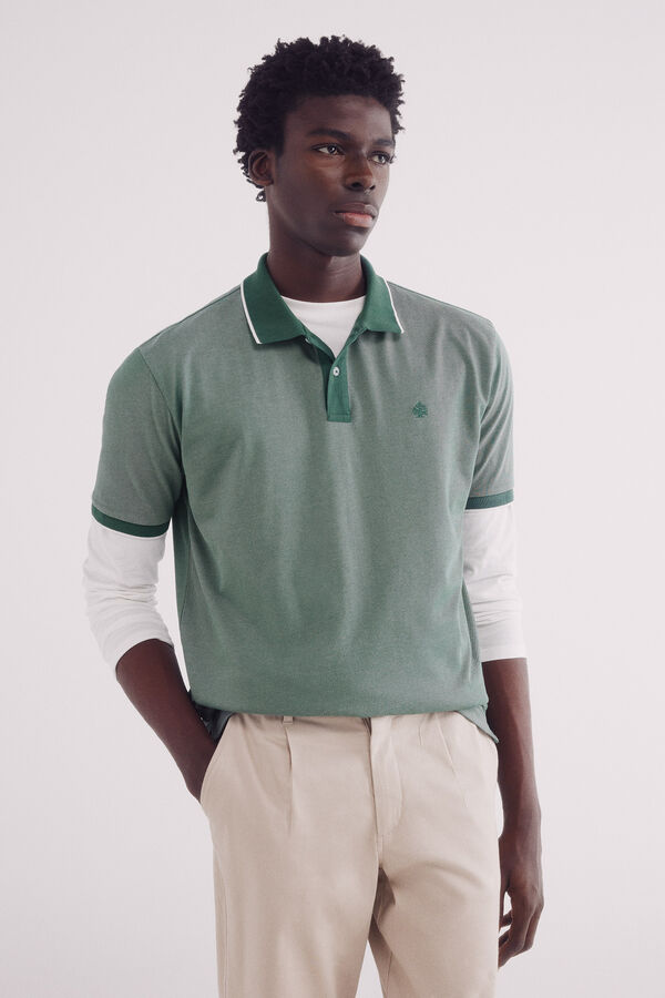 Springfield Polo Oxford com gola contrastante, regular fit verde