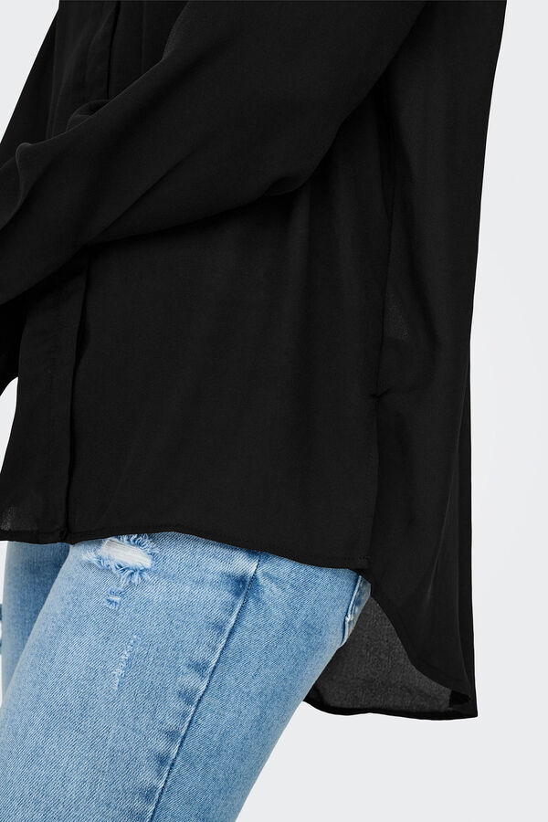 Only Camisa fluida de manga comprida comprida preto