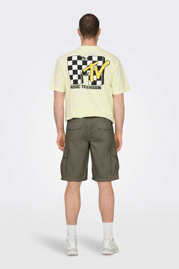 Only & Sons Cal&ccedil;a bermuda estilo cargo de homem verde