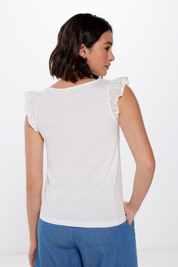 Springfield Camiseta Bordado Suizo beige