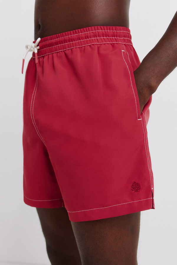 Springfield Fato de banho liso com contrastes vermelho