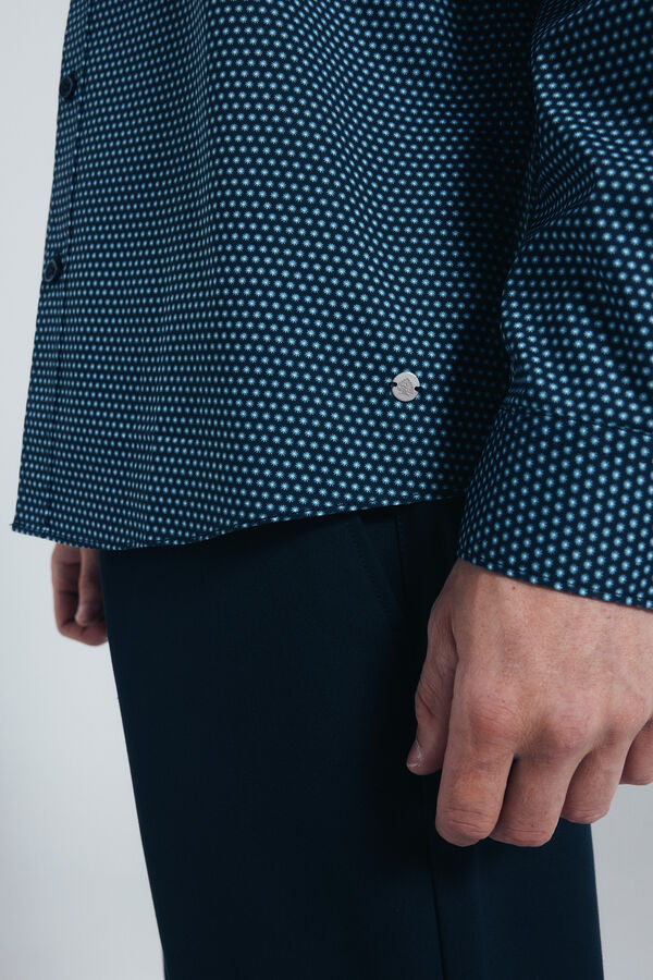 Springfield Camisa popel&iacute;n micro estampado azul