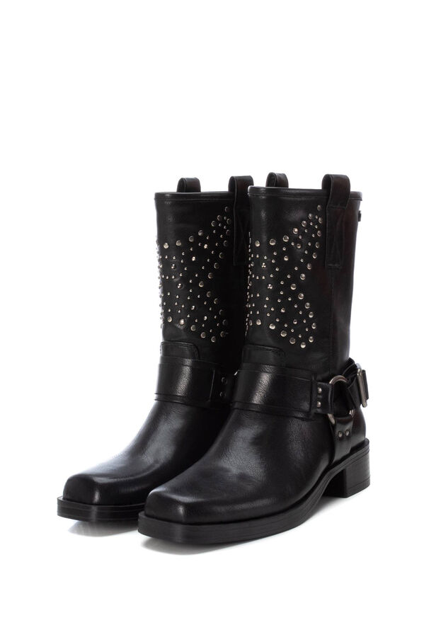 XTI Bota biker com fivela e tachas, forma quadrada preto