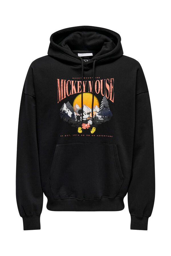 Only & Sons Sudadera relaxed con capucha y dibujo frontal negro