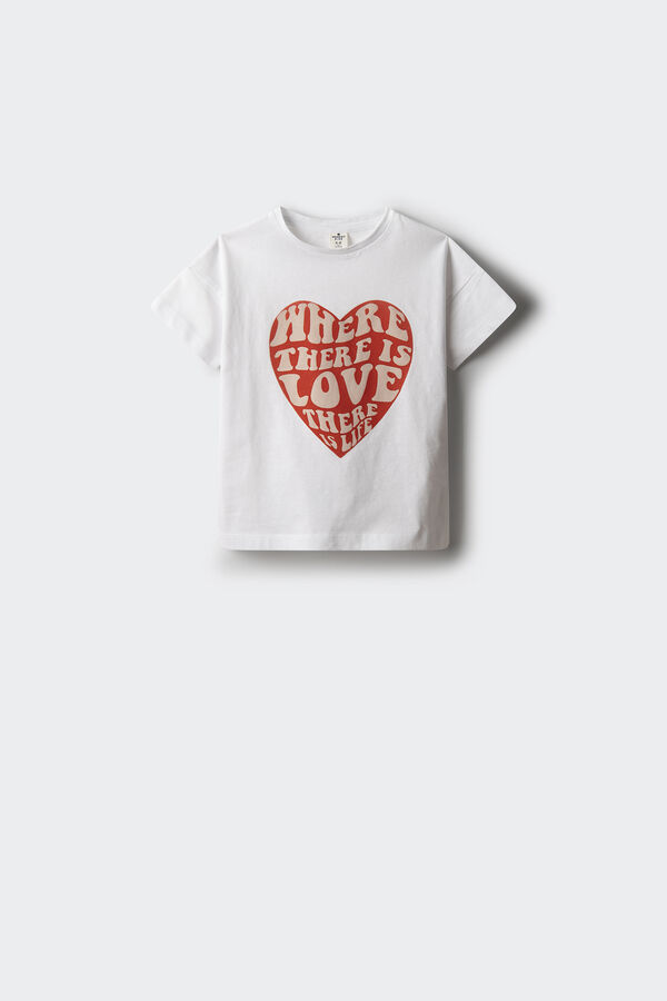 Springfield Kids Camiseta corazón niña blanco