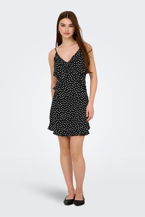 Only Vestido curto de al&ccedil;as preto