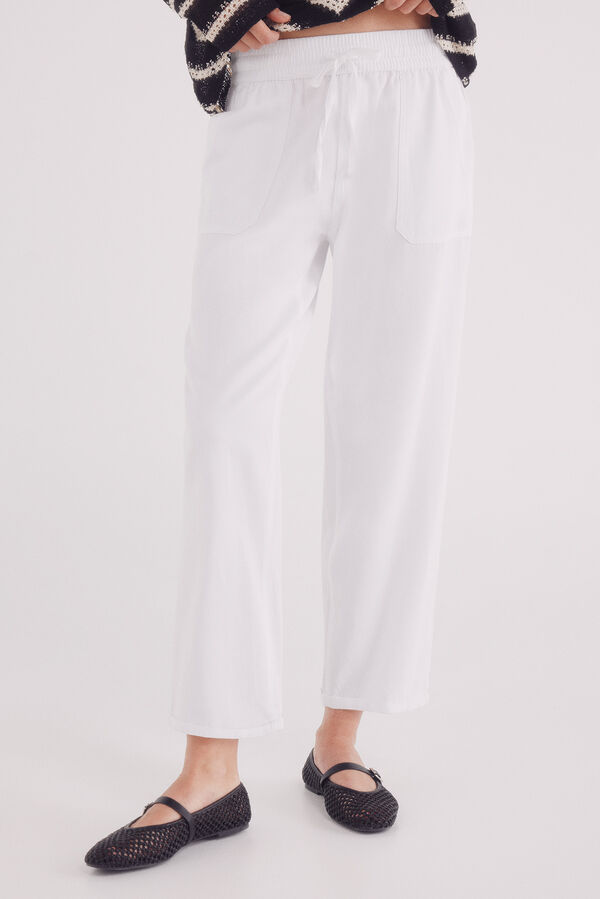 Springfield Pantalón jogger lyocell algodón blanco
