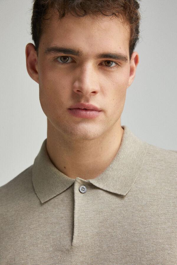 Springfield Su&eacute;ter estruturado com gola polo manga curta cru