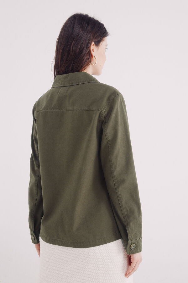 Springfield Overshirt militar com remendos Caqui escuro