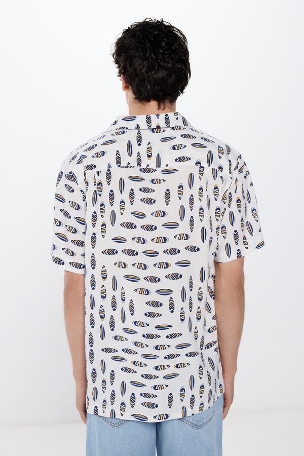 Springfield Camisa manga curta impressa viscosa branco