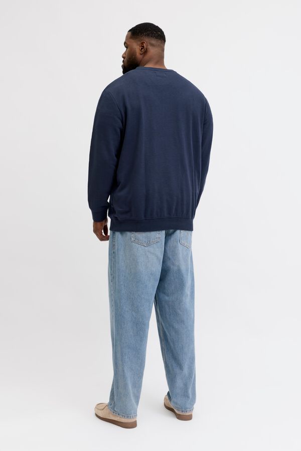 Jack & Jones PLUS Sweatshirt manga curta em algod&atilde;o azul