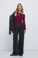 Springfield Jeans wide cristales brillantes negro