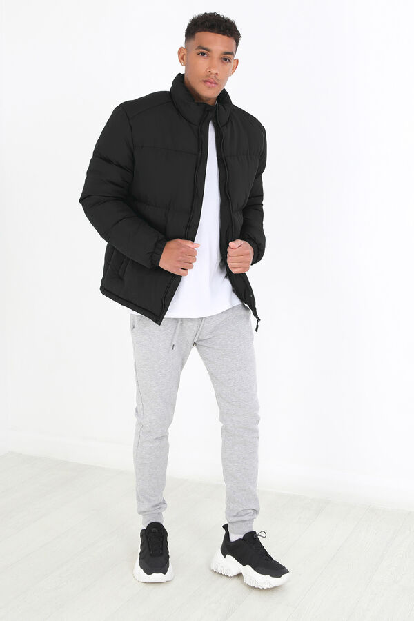 Brave Soul Casaco de penas acolchoado com fecho-&eacute;clair preto