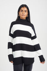 Brave Soul Jersey de punto oversize a rayas negro