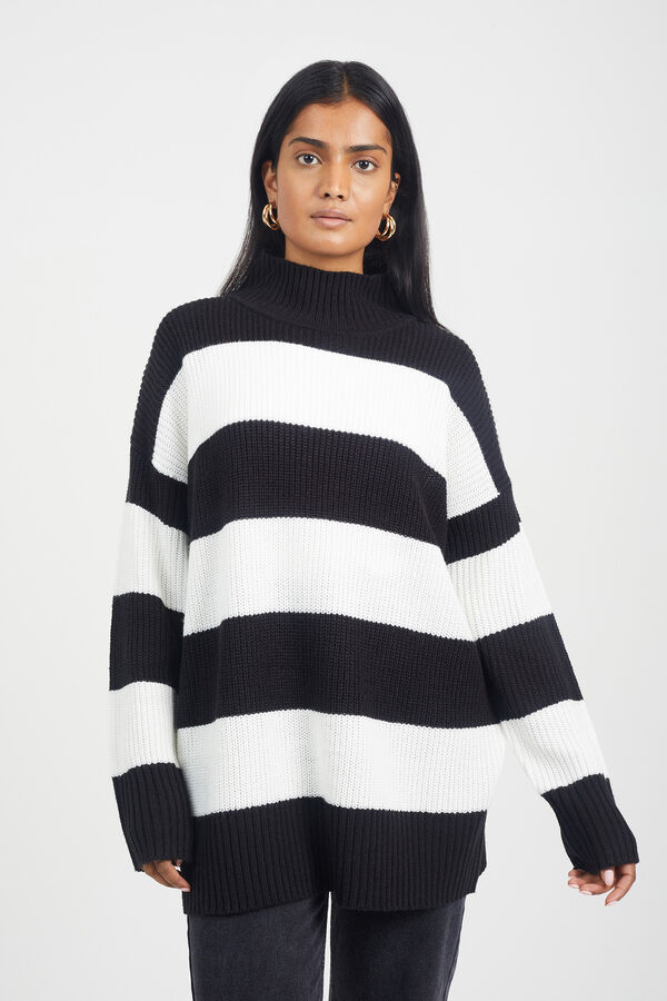 Brave Soul Jersey de punto oversize a rayas negro