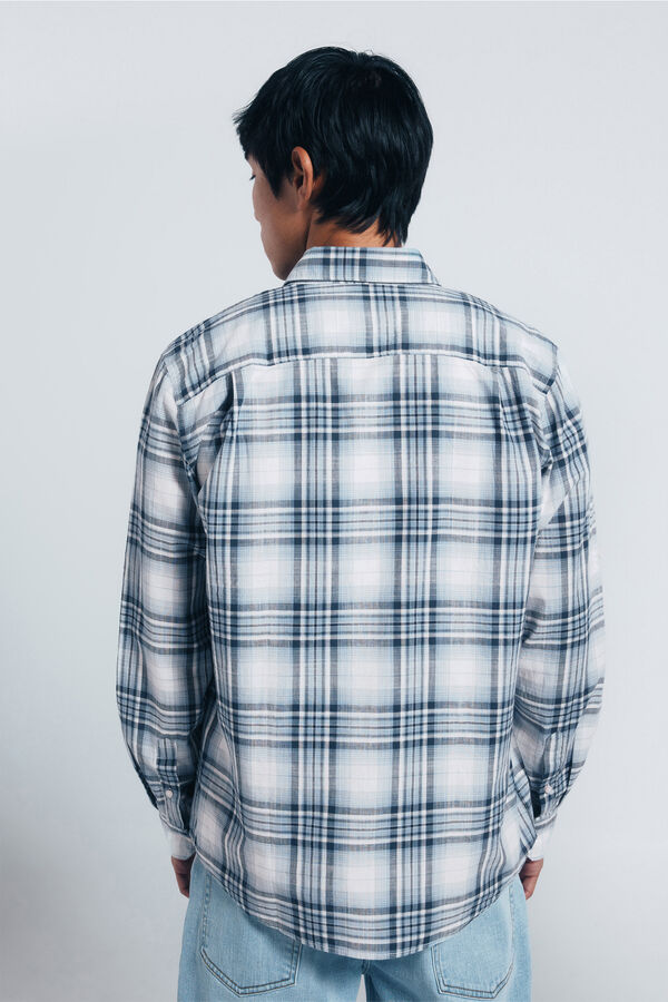 Springfield Camisa xadrez de algod&atilde;o azul
