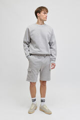 JJ REBEL Bermuda cargo em felpa regular fit cinzento