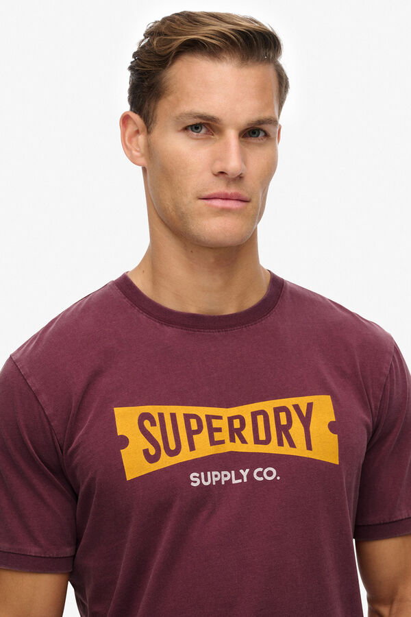 Superdry Camiseta cuello redondo burdeos