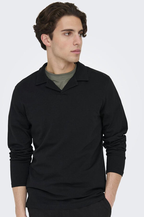 Only & Sons Camiseta cuello polo negro