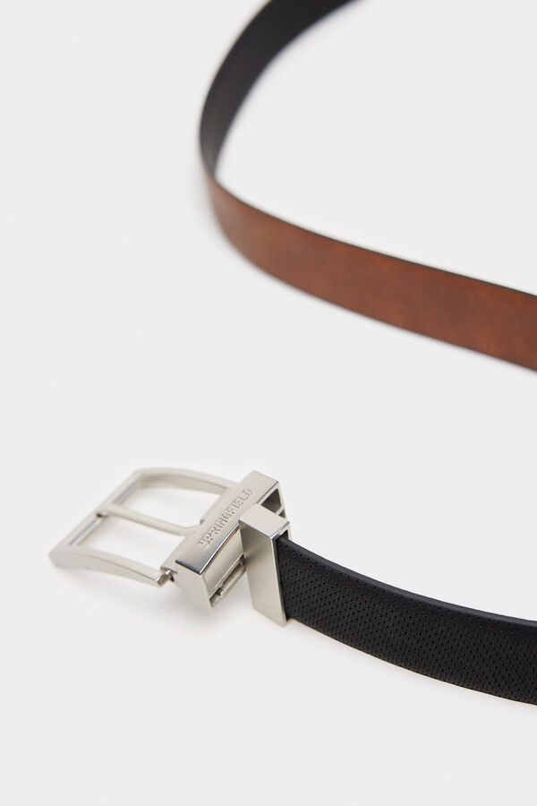 Springfield Cinto revers&iacute;vel microperfurado preto