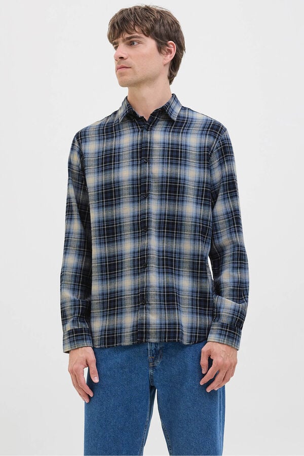 JJ REBEL Camisa xadrez regular fit azul
