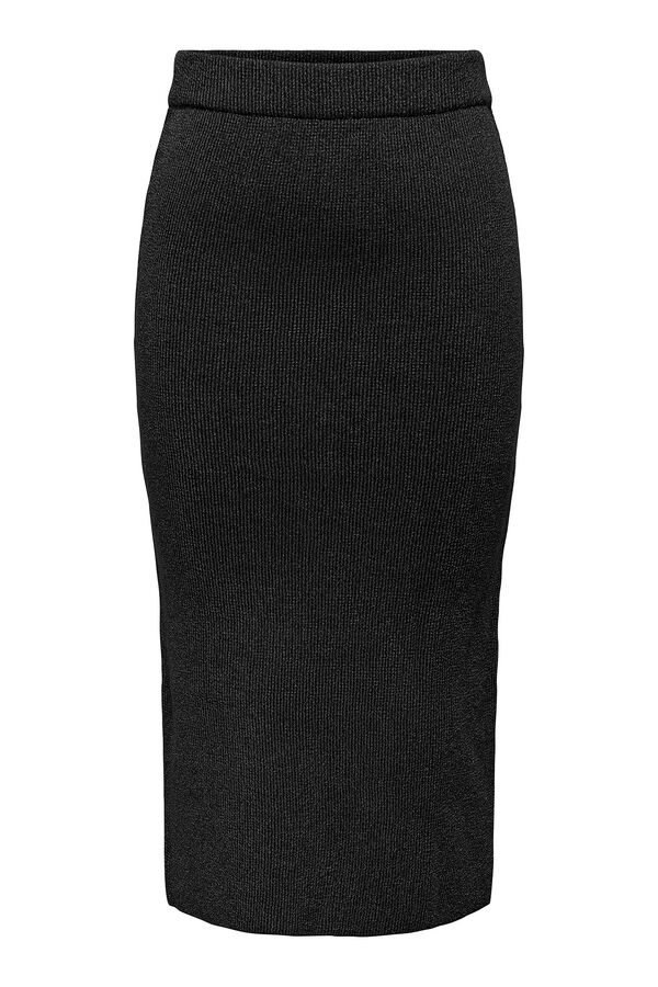 Only Saia midi de malha preto