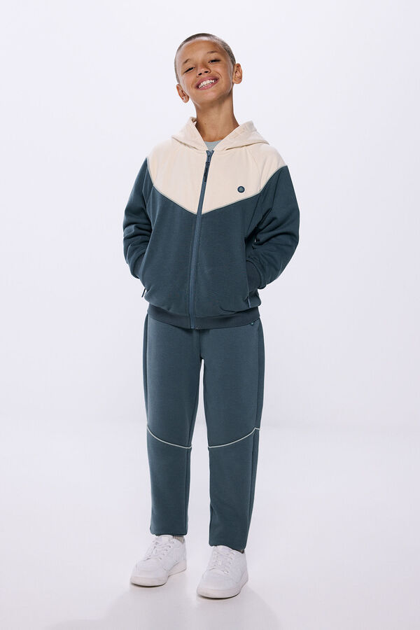 Springfield Kids Sudadera abierta color block ni&ntilde;o azul