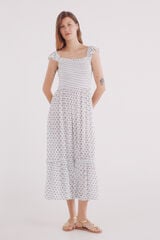 Springfield Vestido midi estilo bata com estampado de lurex bege