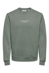 Only & Sons Sudadera de hombre con cuello redondo y detalle frontal gris