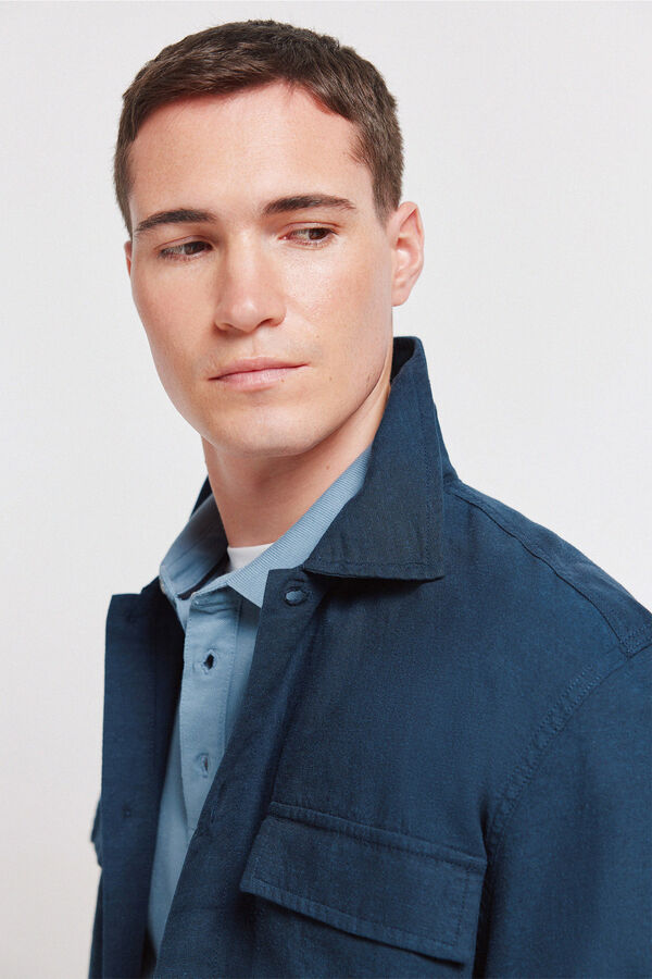 Springfield Sobrecamisa lino overshirt azul