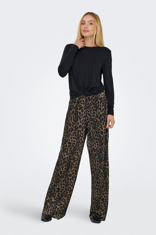 Only Top drapeado manga larga negro