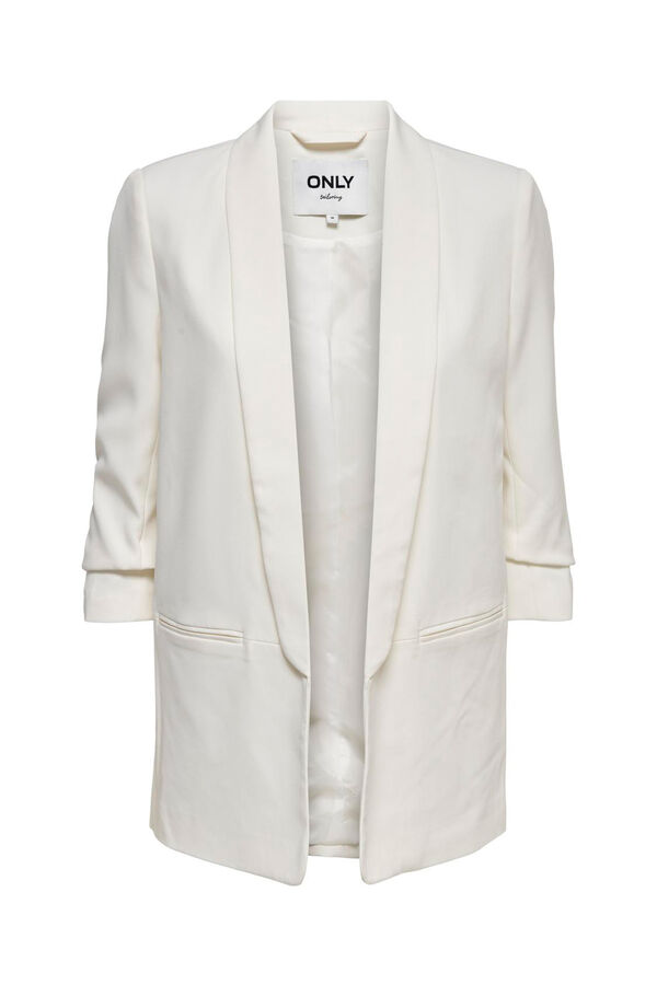 Only Blazer aberto com manga arrega&ccedil;adas branco