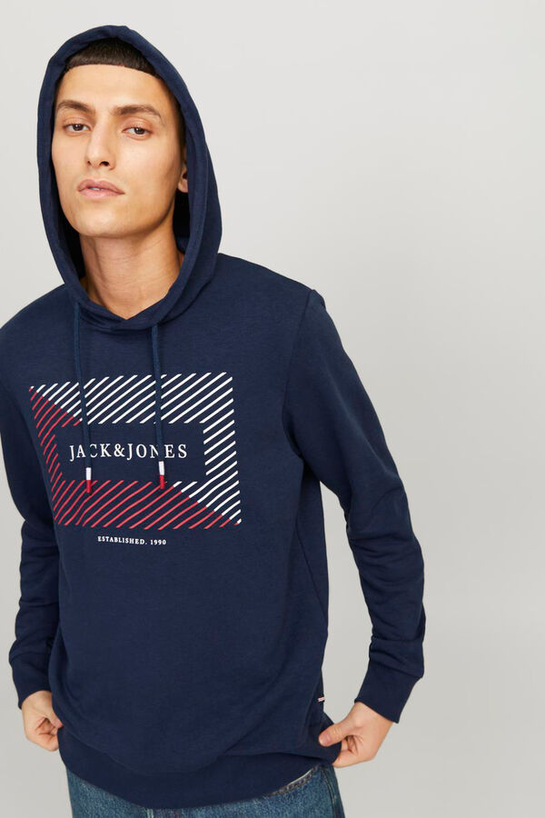 Jack & Jones Sweatshirt com capuz padr&atilde;o azul