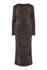 Pieces Vestido midi lurex castanho