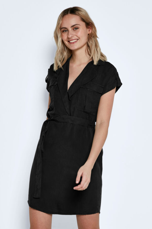 Noisy May Vestido de camisa curta Lyocell preto