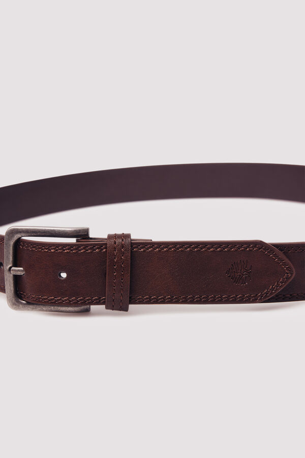 Springfield Cintur&oacute;n efecto piel pespuntes nude